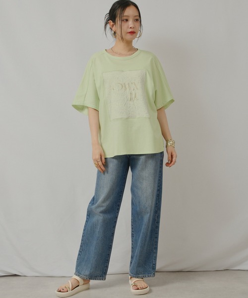 palm RICHE（ポームリシュ）の「OWNit.ドルマンT（Tシャツ/カットソー・レディース・オフホワイト/ブラック/ライトグリーン系・M）」の20枚目の写真