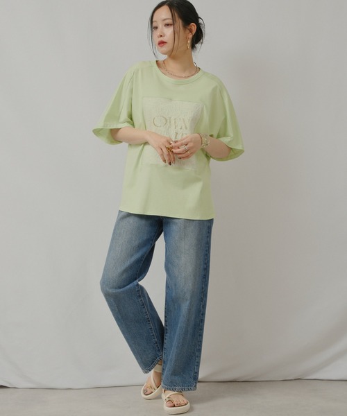 palm RICHE（ポームリシュ）の「OWNit.ドルマンT（Tシャツ/カットソー・レディース・オフホワイト/ブラック/ライトグリーン系・M）」の16枚目の写真
