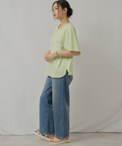 palm RICHE（ポームリシュ）の「OWNit.ドルマンT（Tシャツ/カットソー・レディース・オフホワイト/ブラック/ライトグリーン系・M）」の21枚目の写真