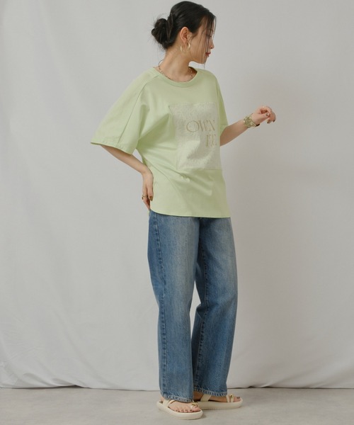palm RICHE（ポームリシュ）の「OWNit.ドルマンT（Tシャツ/カットソー・レディース・オフホワイト/ブラック/ライトグリーン系・M）」の22枚目の写真