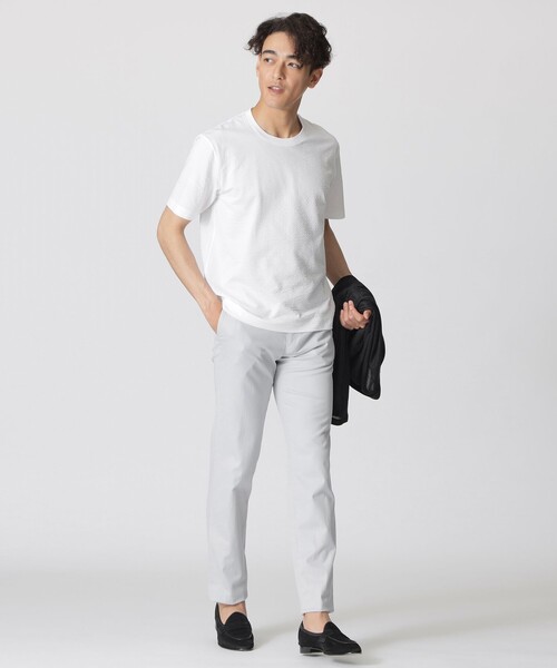Paul Stuart(ポールスチュアート)の「【WEB・一部店舗限定】ストライプサッカージャージー半袖Tシャツ(Tシャツ/カットソー・メンズ・ホワイト/ダークネイビー・XL/L/M)」の3枚目の写真