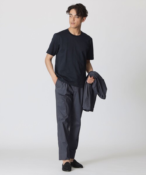 Paul Stuart(ポールスチュアート)の「【WEB・一部店舗限定】ストライプサッカージャージー半袖Tシャツ(Tシャツ/カットソー・メンズ・ホワイト/ダークネイビー・XL/L/M)」の4枚目の写真