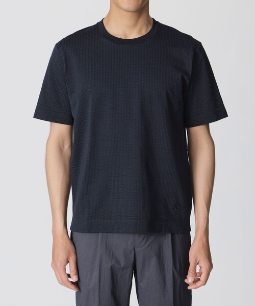 Paul Stuart(ポールスチュアート)の「【WEB・一部店舗限定】ストライプサッカージャージー半袖Tシャツ(Tシャツ/カットソー・メンズ・ホワイト/ダークネイビー・XL/L/M)」の5枚目の写真