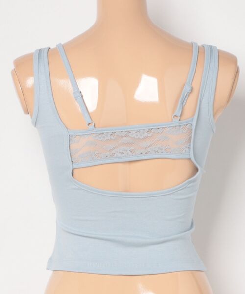 Lace Ladies(レースレディース)の「ソリッドカラー 背中開き ボタン カップ付き キャミソール(キャミソール・レディース・ブルー/ブラック/グレー/ホワイト・FREE)」の5枚目の写真