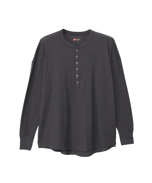 HANES(ヘインズ)の「Hanes/ヘインズ Hanes Thermal for HER ヘンリーネックロングスリーブ(Tシャツ/カットソー・レディース・オフホワイト/グレー/レッド・M/L)」の3枚目の写真
