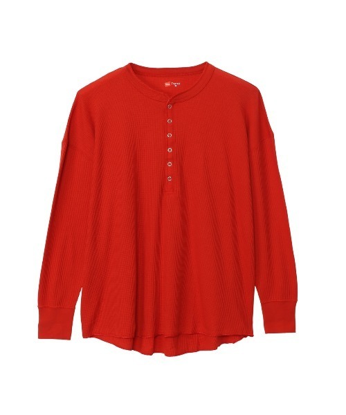 HANES(ヘインズ)の「Hanes/ヘインズ Hanes Thermal for HER ヘンリーネックロングスリーブ(Tシャツ/カットソー・レディース・オフホワイト/グレー/レッド・M/L)」の1枚目の写真