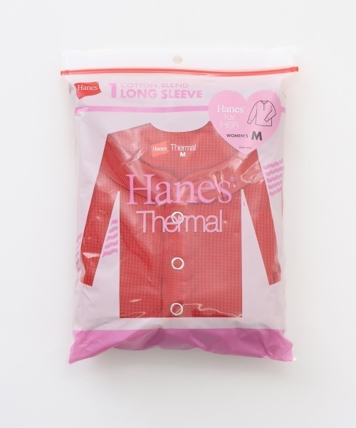 HANES(ヘインズ)の「Hanes/ヘインズ Hanes Thermal for HER ヘンリーネックロングスリーブ(Tシャツ/カットソー・レディース・オフホワイト/グレー/レッド・M/L)」の7枚目の写真