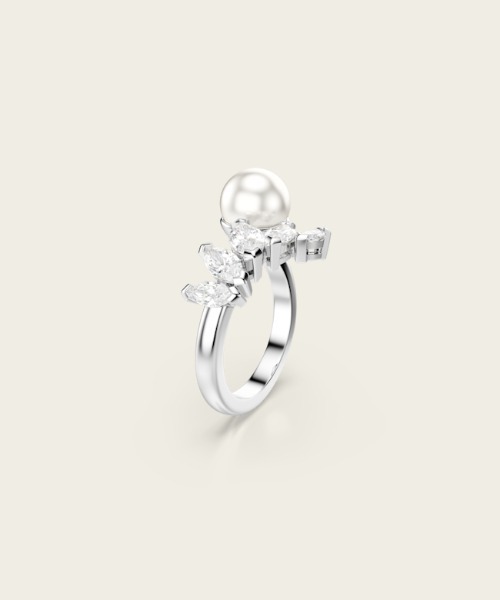 SWAROVSKI(スワロフスキー)の「【公式】【スワロフスキー】Mesmera オープンリング, クリスタル・パール, マーキスカット, ホワイト, ロジウム・プレーティング(リング・レディース・シルバー系・50/55/52)」の3枚目の写真