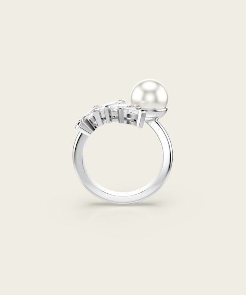 SWAROVSKI(スワロフスキー)の「【公式】【スワロフスキー】Mesmera オープンリング, クリスタル・パール, マーキスカット, ホワイト, ロジウム・プレーティング(リング・レディース・シルバー系・50/55/52)」の4枚目の写真