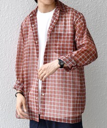 【SHIPS any別注】迷迭香: シアー メッシュ プリント シャツ
