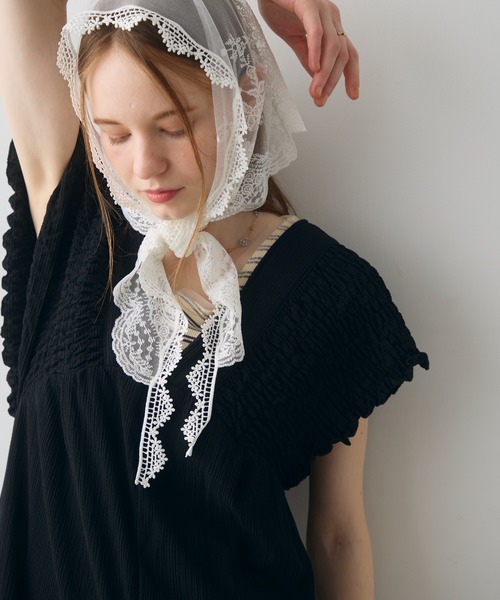 Crisp(クリスプ)の「back ribbon shirring salopette / バックリボンシャーリングサロペット(つなぎ/オールインワン・レディース・ベージュ/ブラック・FREE)」の7枚目の写真