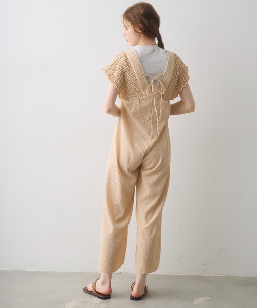 Crisp(クリスプ)の「back ribbon shirring salopette / バックリボンシャーリングサロペット(つなぎ/オールインワン・レディース・ベージュ/ブラック・FREE)」の21枚目の写真