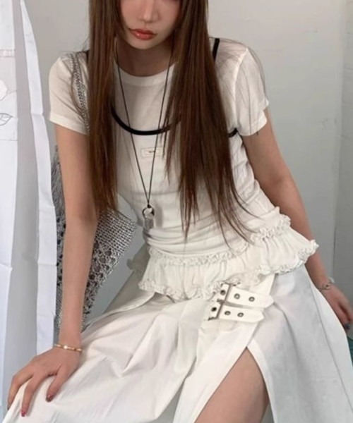 MASHIRO（マシロ）の「【MASHIRO】レイヤードタンクトップTシャツ YOUARE TeeTankTop(MA/EK164)（Tシャツ/カットソー・レディース・ホワイト・FREE）」の3枚目の写真
