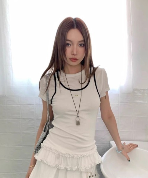 MASHIRO（マシロ）の「【MASHIRO】レイヤードタンクトップTシャツ YOUARE TeeTankTop(MA/EK164)（Tシャツ/カットソー・レディース・ホワイト・FREE）」の8枚目の写真
