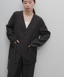 【Et】Collarless Wrap Jacket