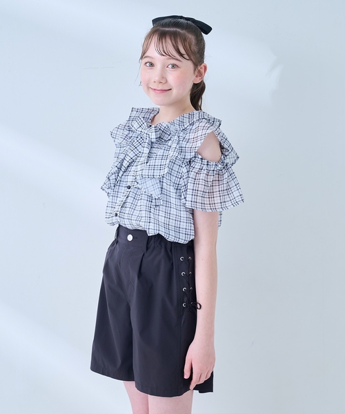 mezzo piano Junior(メゾピアノジュニア)の「2WAYフリルブラウス&キャミソールセット(シャツ/ブラウス・キッズ・サックスブルー・L:160cm/M:150cm/S:140cm)」の11枚目の写真