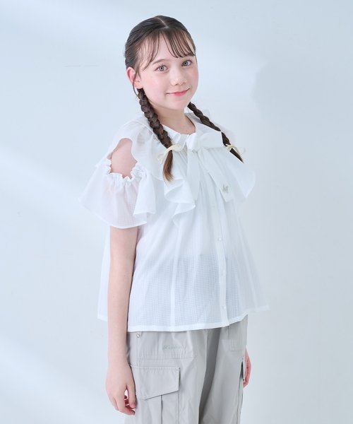 mezzo piano Junior(メゾピアノジュニア)の「2WAYフリルブラウス&キャミソールセット(シャツ/ブラウス・キッズ・サックスブルー・L:160cm/M:150cm/S:140cm)」の9枚目の写真