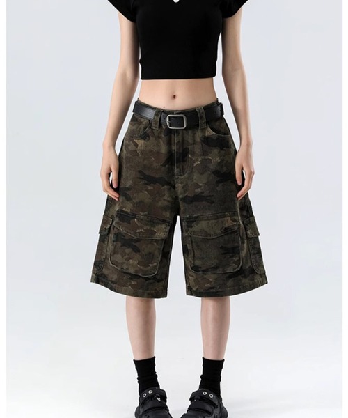 almo(アルモ)の「【Bls】 【ZM】【Bling Leads】CAMO柄 6分丈スケーターパンツ(BL)(デニムパンツ・レディース・カモフラージュ・FREE)」の5枚目の写真