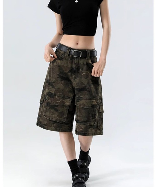 almo(アルモ)の「【Bls】 【ZM】【Bling Leads】CAMO柄 6分丈スケーターパンツ(BL)(デニムパンツ・レディース・カモフラージュ・FREE)」の6枚目の写真