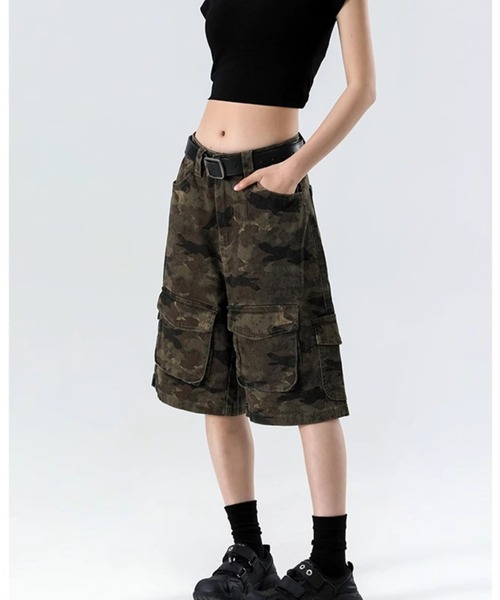 almo(アルモ)の「【Bls】 【ZM】【Bling Leads】CAMO柄 6分丈スケーターパンツ(BL)(デニムパンツ・レディース・カモフラージュ・FREE)」の7枚目の写真