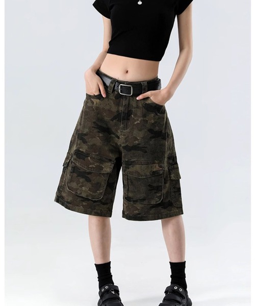 almo(アルモ)の「【Bls】 【ZM】【Bling Leads】CAMO柄 6分丈スケーターパンツ(BL)(デニムパンツ・レディース・カモフラージュ・FREE)」の8枚目の写真