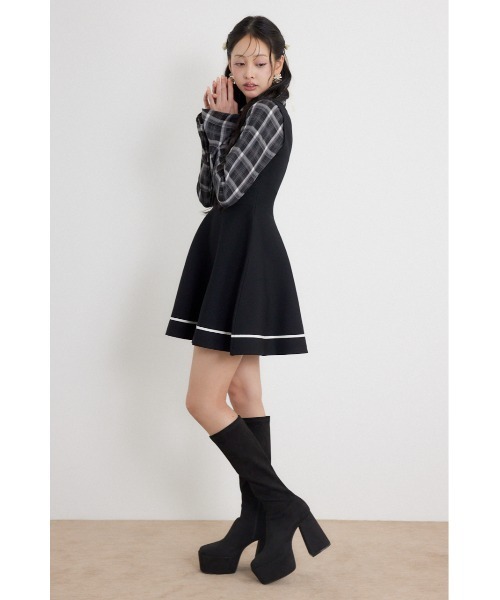 rienda(リエンダ)の「【乃木坂46 金川紗耶さん着用】リボンシャツフレアニットミニワンピース 秋服(ワンピース・レディース・ブラウン/グレー/ブラック・FREE)」の19枚目の写真