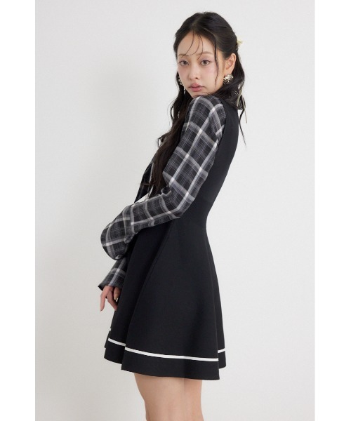 rienda(リエンダ)の「【乃木坂46 金川紗耶さん着用】リボンシャツフレアニットミニワンピース 秋服(ワンピース・レディース・ブラウン/グレー/ブラック・FREE)」の22枚目の写真