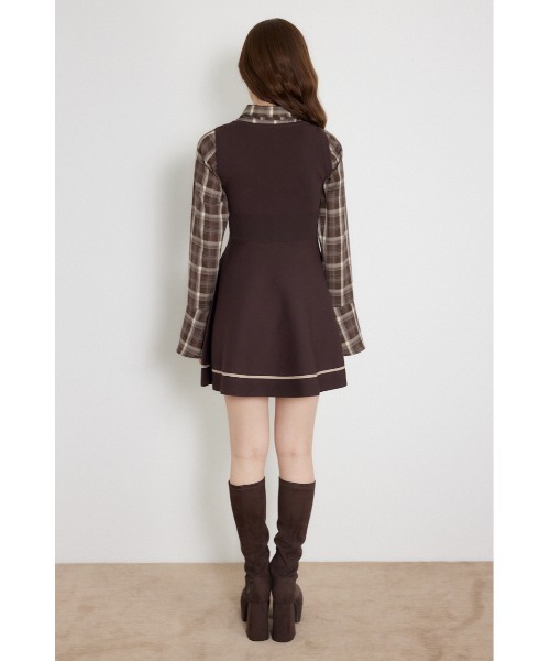 rienda(リエンダ)の「【乃木坂46 金川紗耶さん着用】リボンシャツフレアニットミニワンピース 秋服(ワンピース・レディース・ブラウン/グレー/ブラック・FREE)」の14枚目の写真