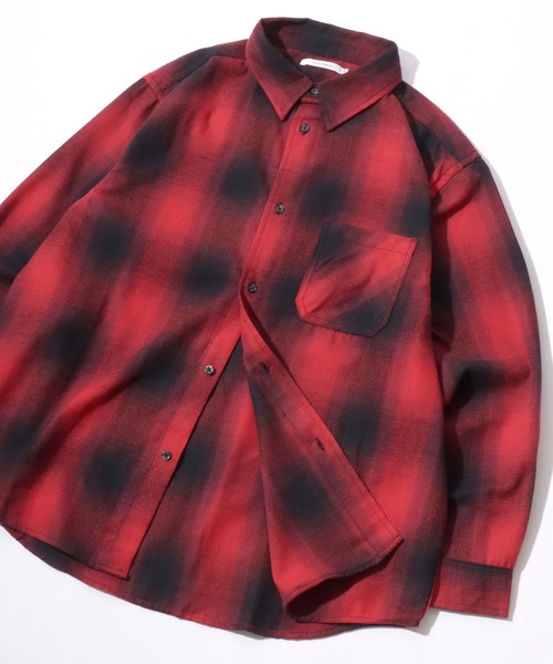 SITRY(シトリー)の「Flannel Check Shirt/オーバーサイズ オンブレチェックシャツ ネルチェックシャツ ネルシャツ(シャツ/ブラウス・メンズ・ホワイト/ブラック/ネイビー/レッド/サックスブルー/グリーン/マスタード/ブラック系その他・LL/M/L)」の8枚目の写真
