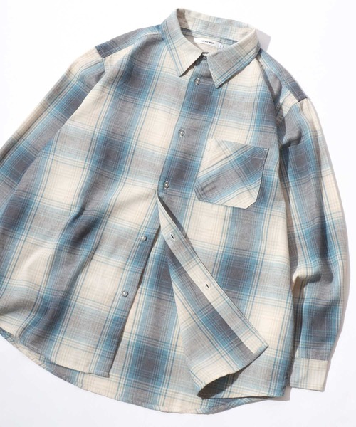 SITRY(シトリー)の「Flannel Check Shirt/オーバーサイズ オンブレチェックシャツ ネルチェックシャツ ネルシャツ(シャツ/ブラウス・メンズ・ホワイト/ブラック/ネイビー/レッド/サックスブルー/グリーン/マスタード/ブラック系その他・LL/M/L)」の6枚目の写真