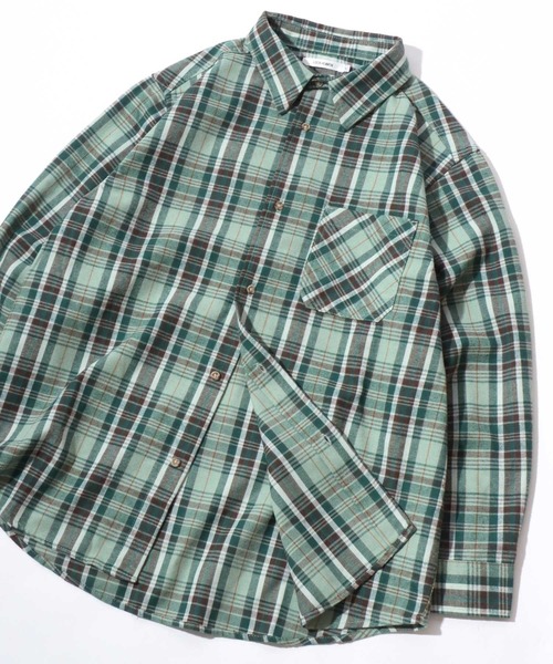 SITRY(シトリー)の「Flannel Check Shirt/オーバーサイズ オンブレチェックシャツ ネルチェックシャツ ネルシャツ(シャツ/ブラウス・メンズ・ホワイト/ブラック/ネイビー/レッド/サックスブルー/グリーン/マスタード/ブラック系その他・LL/M/L)」の5枚目の写真