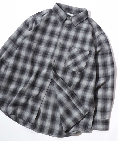 SITRY(シトリー)の「Flannel Check Shirt/オーバーサイズ オンブレチェックシャツ ネルチェックシャツ ネルシャツ(シャツ/ブラウス・メンズ・ホワイト/ブラック/ネイビー/レッド/サックスブルー/グリーン/マスタード/ブラック系その他・LL/M/L)」の3枚目の写真