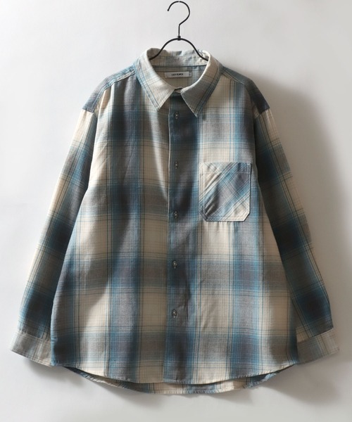 SITRY(シトリー)の「Flannel Check Shirt/オーバーサイズ オンブレチェックシャツ ネルチェックシャツ ネルシャツ(シャツ/ブラウス・メンズ・ホワイト/ブラック/ネイビー/レッド/サックスブルー/グリーン/マスタード/ブラック系その他・LL/M/L)」の14枚目の写真
