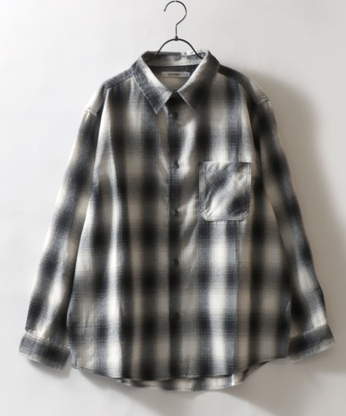 SITRY(シトリー)の「Flannel Check Shirt/オーバーサイズ オンブレチェックシャツ ネルチェックシャツ ネルシャツ(シャツ/ブラウス・メンズ・ホワイト/ブラック/ネイビー/レッド/サックスブルー/グリーン/マスタード/ブラック系その他・LL/M/L)」の9枚目の写真