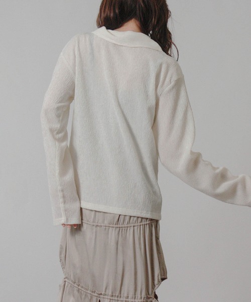NYLAUS（ナイラス）の「【SG】メランジ 楊柳 オープンカラーシャツ 長袖（シャツ/ブラウス・レディース・ライトグレー/ブラウン/アイボリー・M）」の21枚目の写真