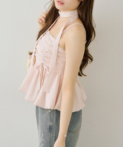 continuer de NICE CLAUP(コンティニューデナイスクラップ)の「ショート丈バルーンキャミ(シャツ/ブラウス・レディース・ピンク/ブラック系その他/チェック/ブラウン系その他・FREE)」の10枚目の写真