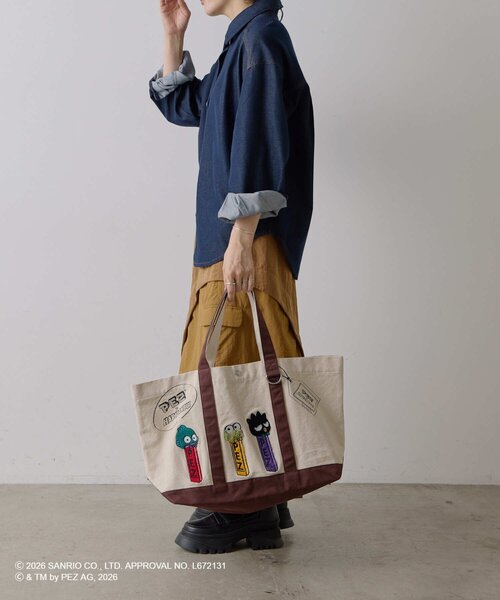 ear PAPILLONNER（イアパピヨネ）の「【はぴだんぶい×PEZ(ペッツ) ×ear】　キャンバストートバッグ（トートバッグ・レディース・アイボリー・FREE）」の15枚目の写真