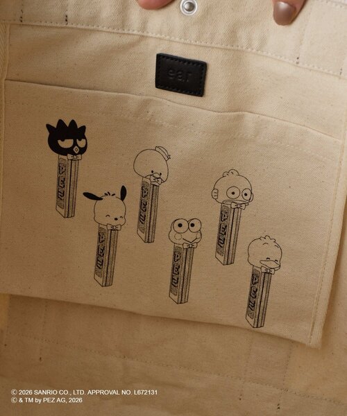 ear PAPILLONNER（イアパピヨネ）の「【はぴだんぶい×PEZ(ペッツ) ×ear】　キャンバストートバッグ（トートバッグ・レディース・アイボリー・FREE）」の7枚目の写真