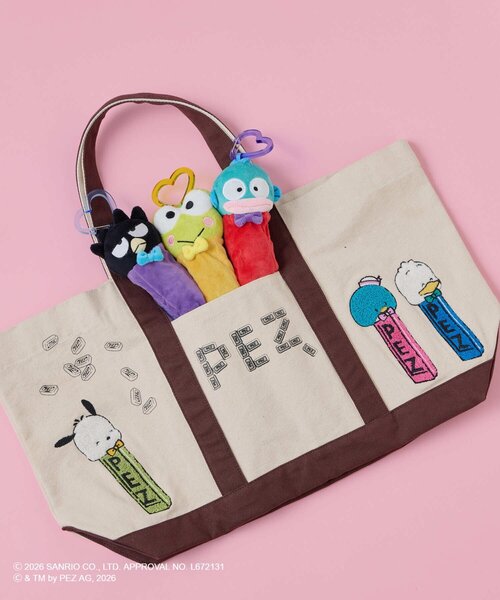 ear PAPILLONNER（イアパピヨネ）の「【はぴだんぶい×PEZ(ペッツ) ×ear】　キャンバストートバッグ（トートバッグ・レディース・アイボリー・FREE）」の2枚目の写真