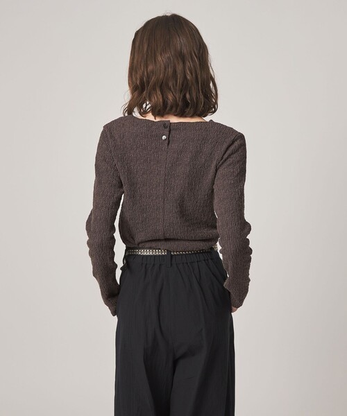 Steven Alan(スティーブンアラン)の「<Steven Alan>シュリンクレース クルーネック プルオーバー(Tシャツ/カットソー・レディース・オフホワイト/ダークブラウン/ブラック・FREE)」の1枚目の写真