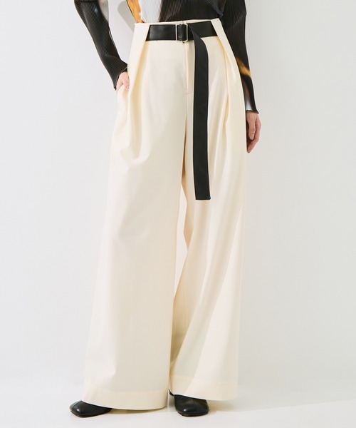 STUDIOUS(ステュディオス)の「【STUDIOUS/ステュディオス】Belted Trousers/ベルトトラウザー/ウォッシャブル/腰回りカバー/ベルト取り外し可(その他パンツ・レディース・ブラウン/グレー/アイボリー・1/2)」の1枚目の写真
