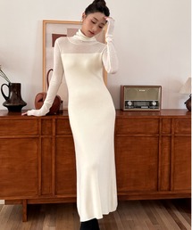 SHEER DOCKING KNIT DRESS（シアードッキングニットドレス）