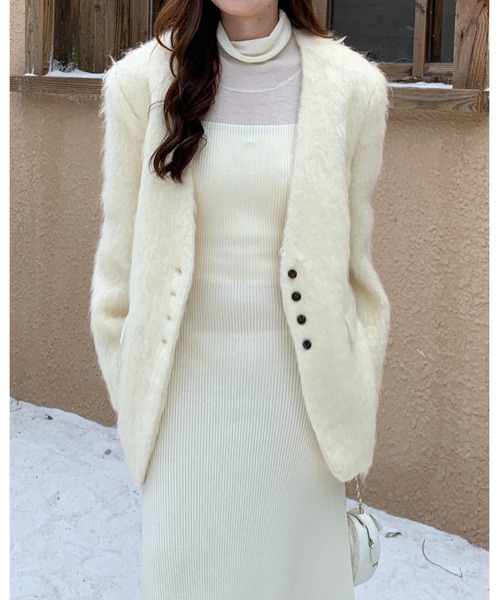 BIRTHDAY BASH(バースデイバッシュ)の「SHEER DOCKING KNIT DRESS(シアードッキングニットドレス)(ワンピース・レディース・ホワイト・M/S)」の13枚目の写真