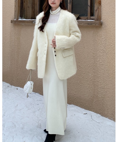 BIRTHDAY BASH(バースデイバッシュ)の「SHEER DOCKING KNIT DRESS(シアードッキングニットドレス)(ワンピース・レディース・ホワイト・M/S)」の14枚目の写真