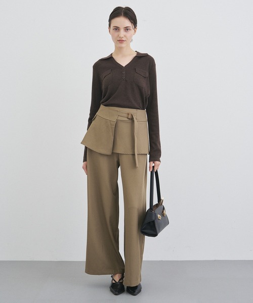 ALLURELLE(アリュレル)の「【ALLURELLE】エプロンベルト付きパンツ SNF(その他パンツ・レディース・ブラック/ベージュ・L/M)」の2枚目の写真
