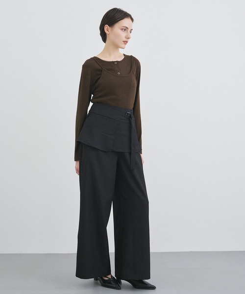 ALLURELLE(アリュレル)の「【ALLURELLE】エプロンベルト付きパンツ SNF(その他パンツ・レディース・ブラック/ベージュ・L/M)」の1枚目の写真