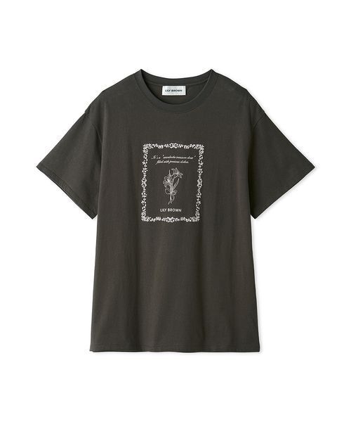 LILY BROWN(リリーブラウン)の「エンブロイダリープリントTシャツ(Tシャツ/カットソー・レディース・レッド/グレー/チャコールグレー・F)」の2枚目の写真