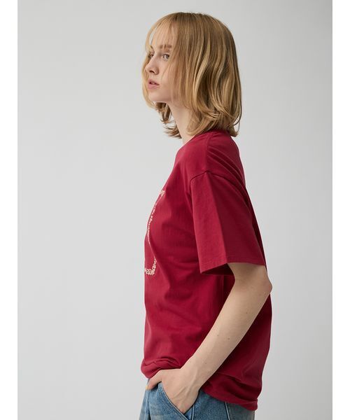 LILY BROWN(リリーブラウン)の「エンブロイダリープリントTシャツ(Tシャツ/カットソー・レディース・レッド/グレー/チャコールグレー・F)」の7枚目の写真