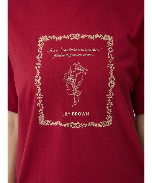 LILY BROWN(リリーブラウン)の「エンブロイダリープリントTシャツ(Tシャツ/カットソー・レディース・レッド/グレー/チャコールグレー・F)」の9枚目の写真