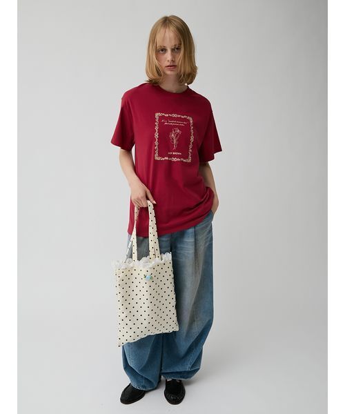 LILY BROWN(リリーブラウン)の「エンブロイダリープリントTシャツ(Tシャツ/カットソー・レディース・レッド/グレー/チャコールグレー・F)」の12枚目の写真